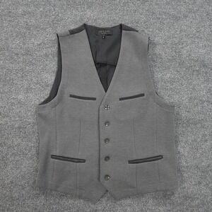 Rag & Bone Vest Mens XL Gray Five Button Belted Suit Waistcoat Wool Formal